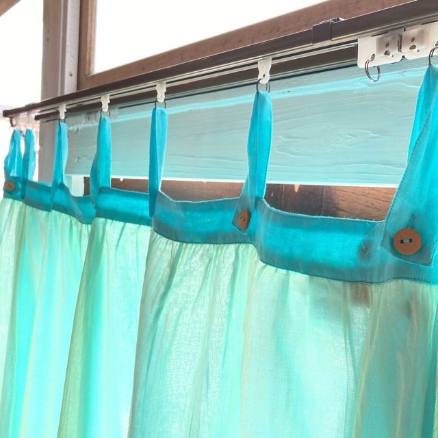 Double gauze curtain, turquoise, 100 x 138 cm