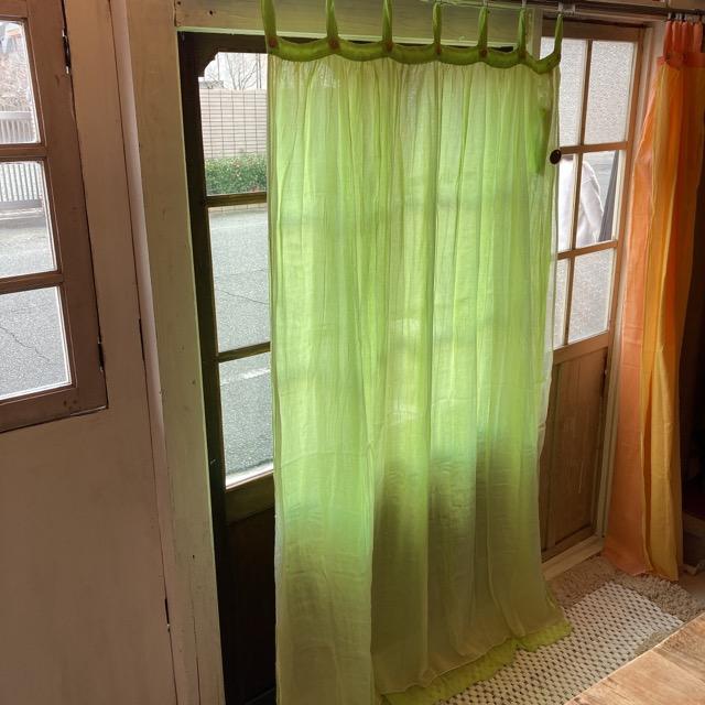 Double gauze curtain, green, 100 x 178 cm