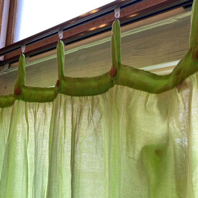 Double gauze curtain, green, 100 x 178 cm