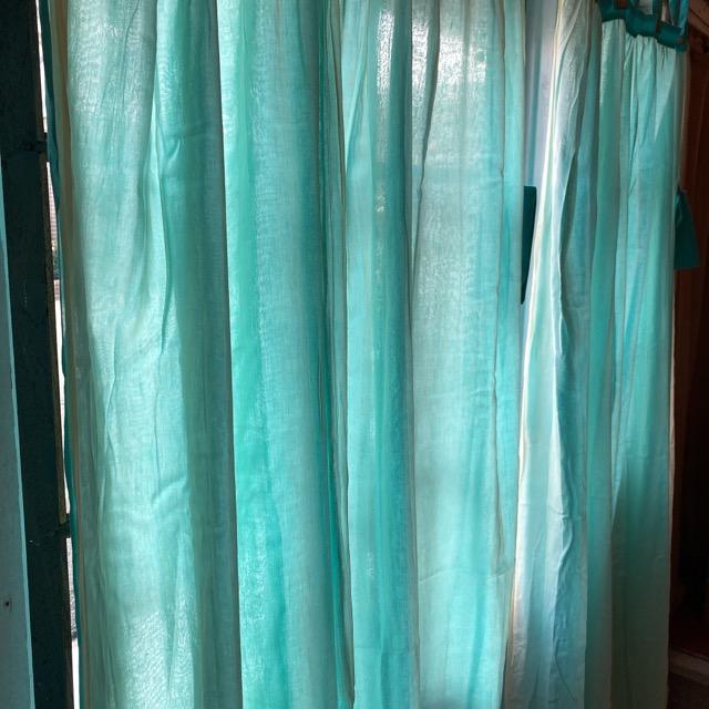 Double gauze curtain, turquoise, 100 x 178 cm