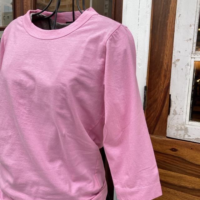 homspun (ホームスパン)　天竺七分袖Tシャツ　ピンク