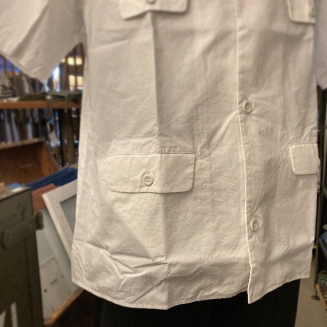 LOLO(ロロ)　フラップポケット半袖シャツ　ホワイト