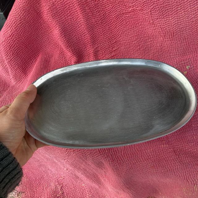 ソリッドアルミオーバルトレイ　シルバー