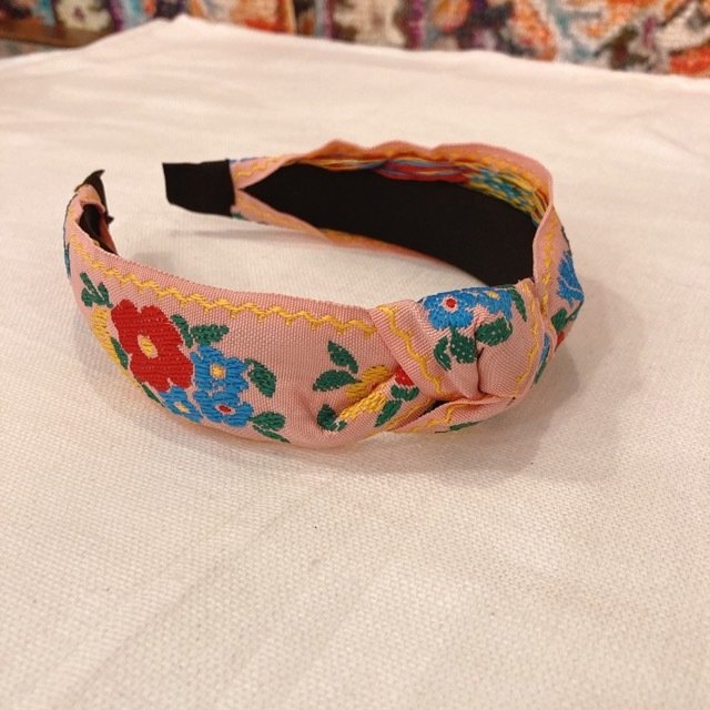 Embroidered Headband Pink