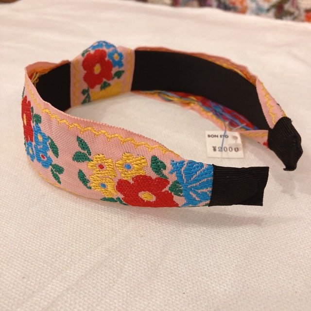 Embroidered Headband Pink