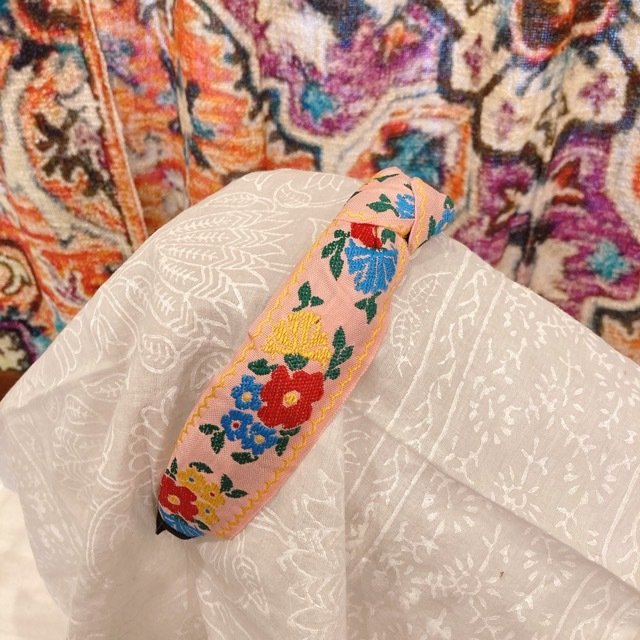 Embroidered Headband Pink