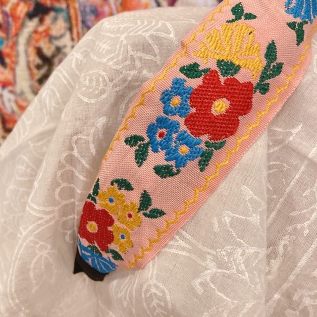 Embroidered Headband Pink