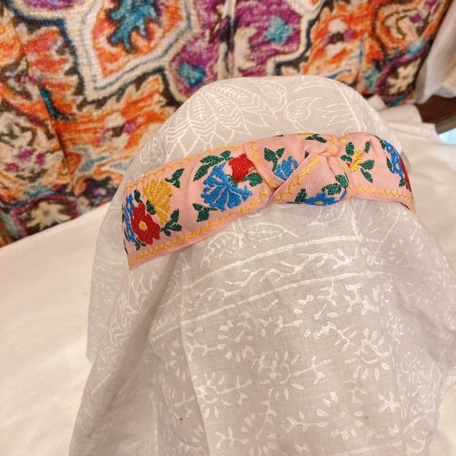 Embroidered Headband Pink