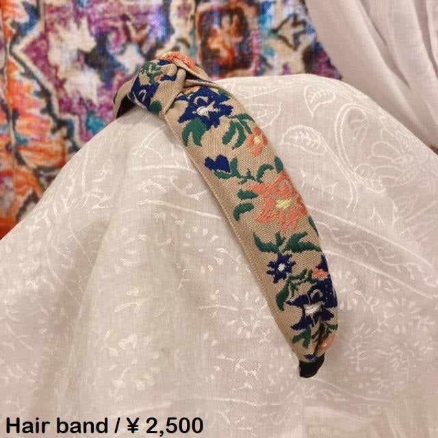 Embroidered Headband, Blue