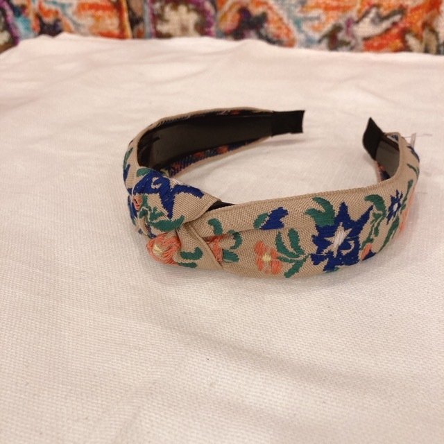 Embroidered Headband, Blue