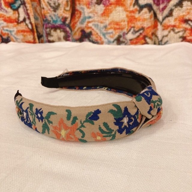 Embroidered Headband, Blue
