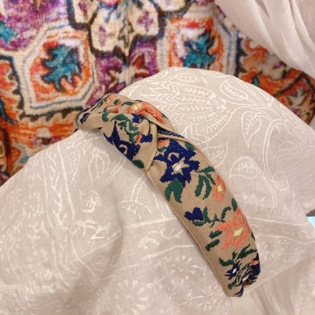 Embroidered Headband, Blue