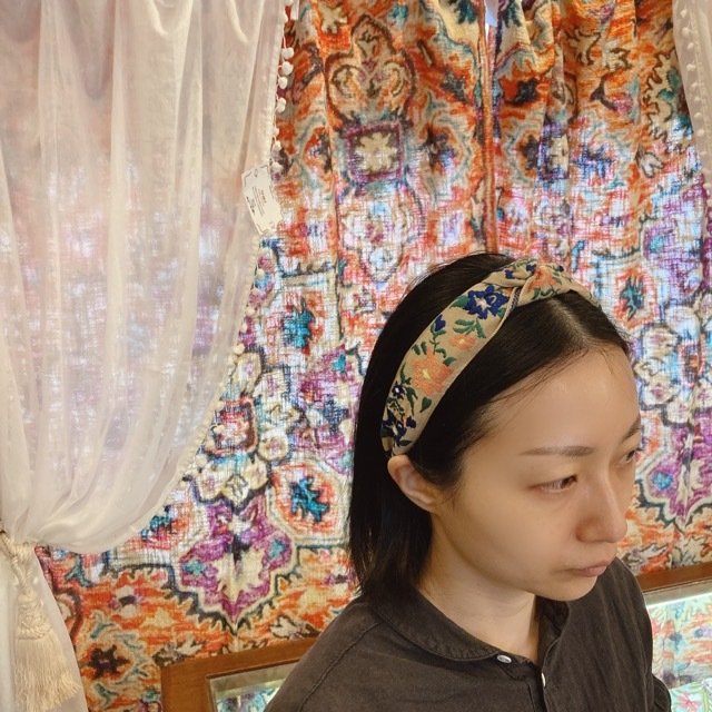 Embroidered Headband, Blue