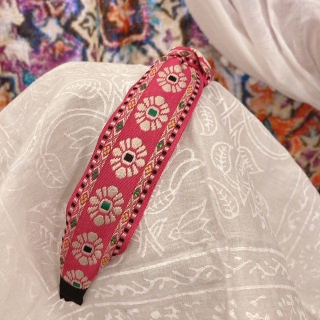 チロリアンテープカチューシャ　ピンク