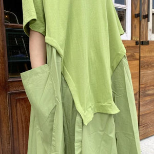 Topanga Lady's Woven Combo Dress in Green