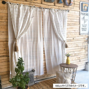 TOPANGA Homefurnishing　 コットンボイル　ホワイトオンホワイトボーダーカーテン　W110×H200cm