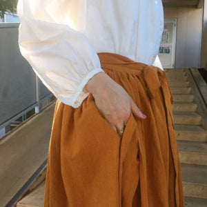 ICHI（イチ）　リネンコットンラップスカート　キャメル