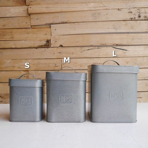 Partical storage box with tinplate number, size S