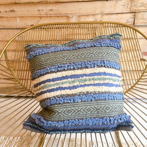 TOPANGA Homefurnishing　手織りのクッションカバー　ブルー　45×45cm