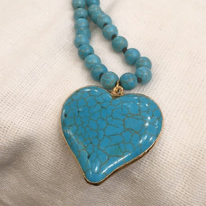 TOPANGA Jewelry Turquoise Charm Necklace 2 Types Heart Star