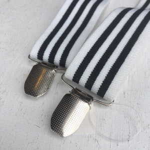TOPANGA ACCESSORIES Clip Suspenders White Stripes