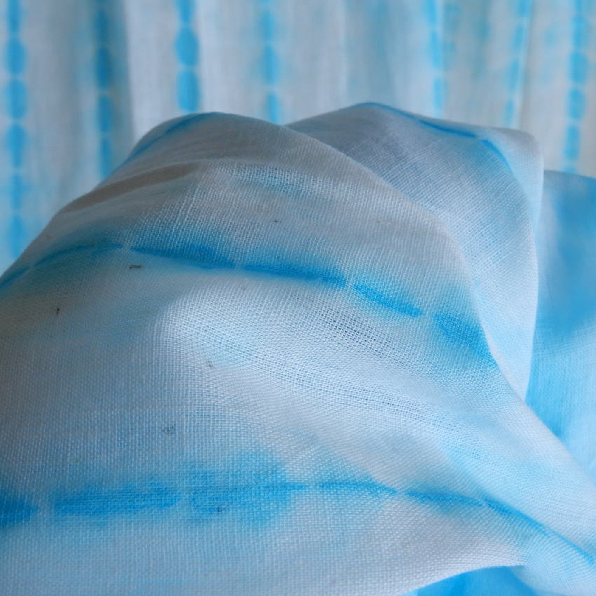 TOPANGA　Shibori　Curtain　シボリカーテン　W110xH200cm　白x青