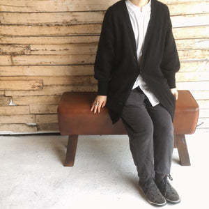 Indian goat leather bench, genuine leather, wood stool, two-seater