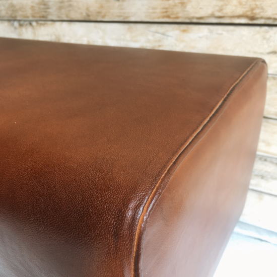 Indian goat leather bench, genuine leather, wood stool, two-seater